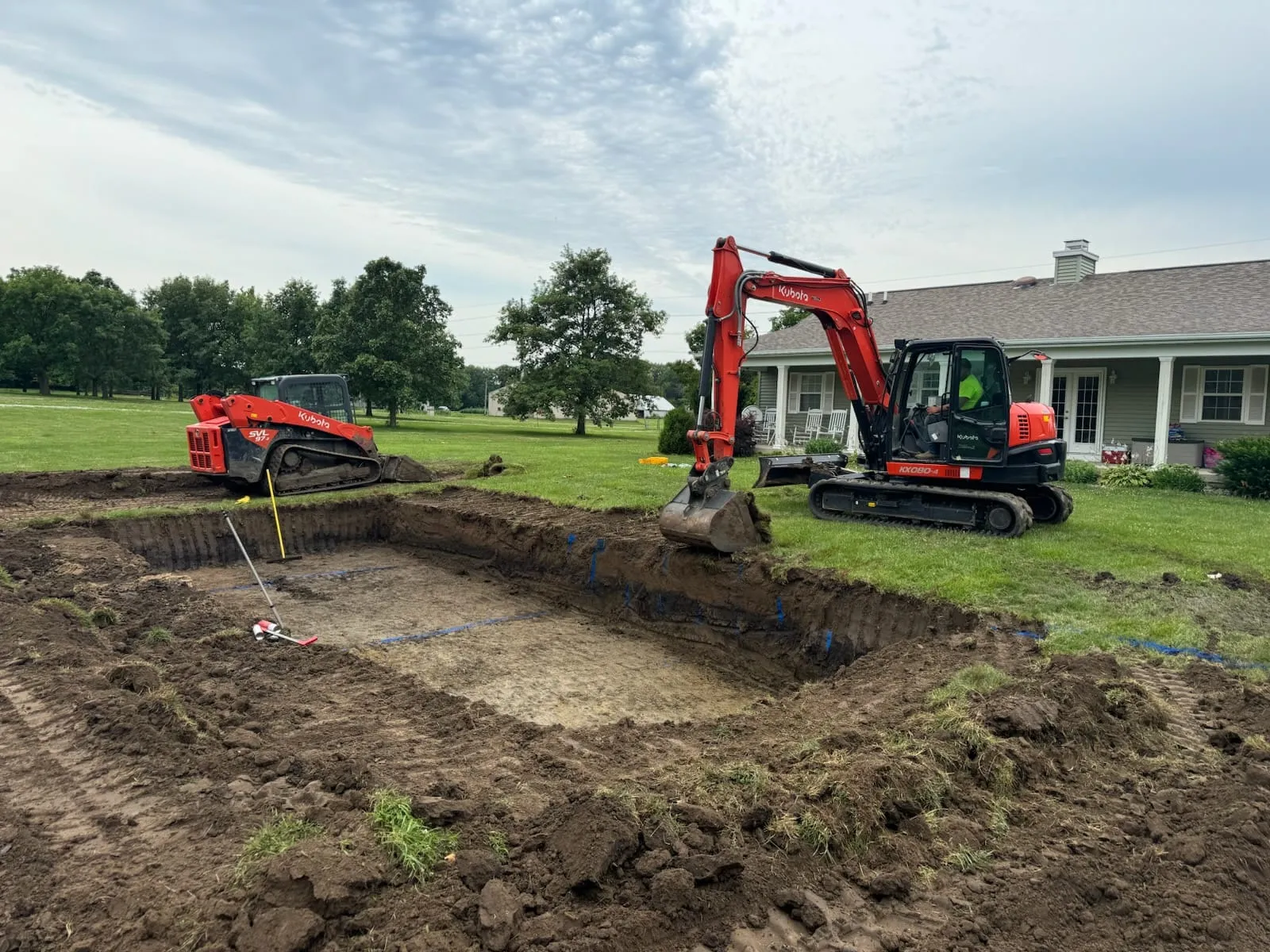 fiberglass pool installation relevant to Clinton IL with extended patio layout
